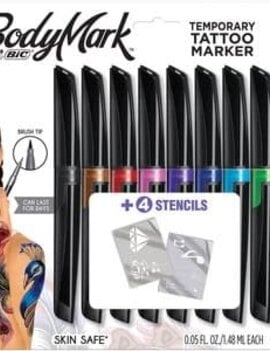 BodyMark Tattoo Markers w/ Stencils - 8ct BodyMark Tattoo Markers w/ Stencils - 8ct