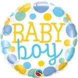 18" Baby Boy Dots Foil Balloon