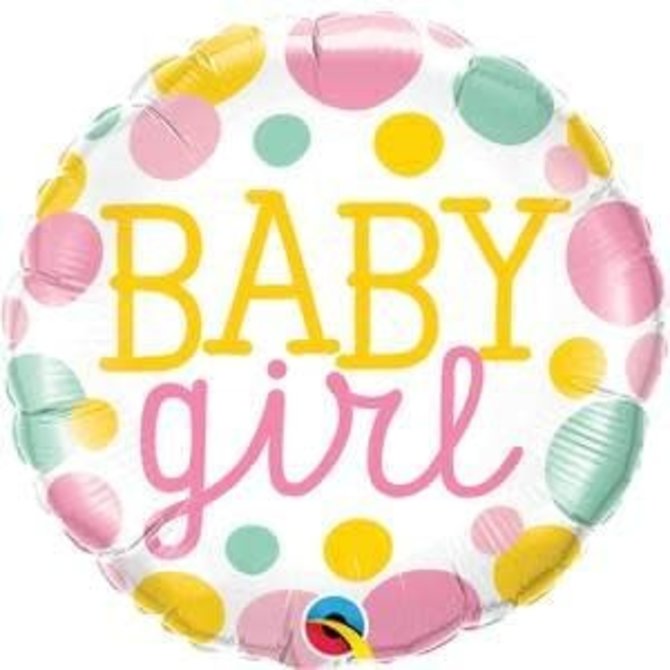 18" Baby Girl Dots Foil Balloon