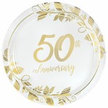 Happy 50th Anniversary 10 1/2" Round Metallic Plates