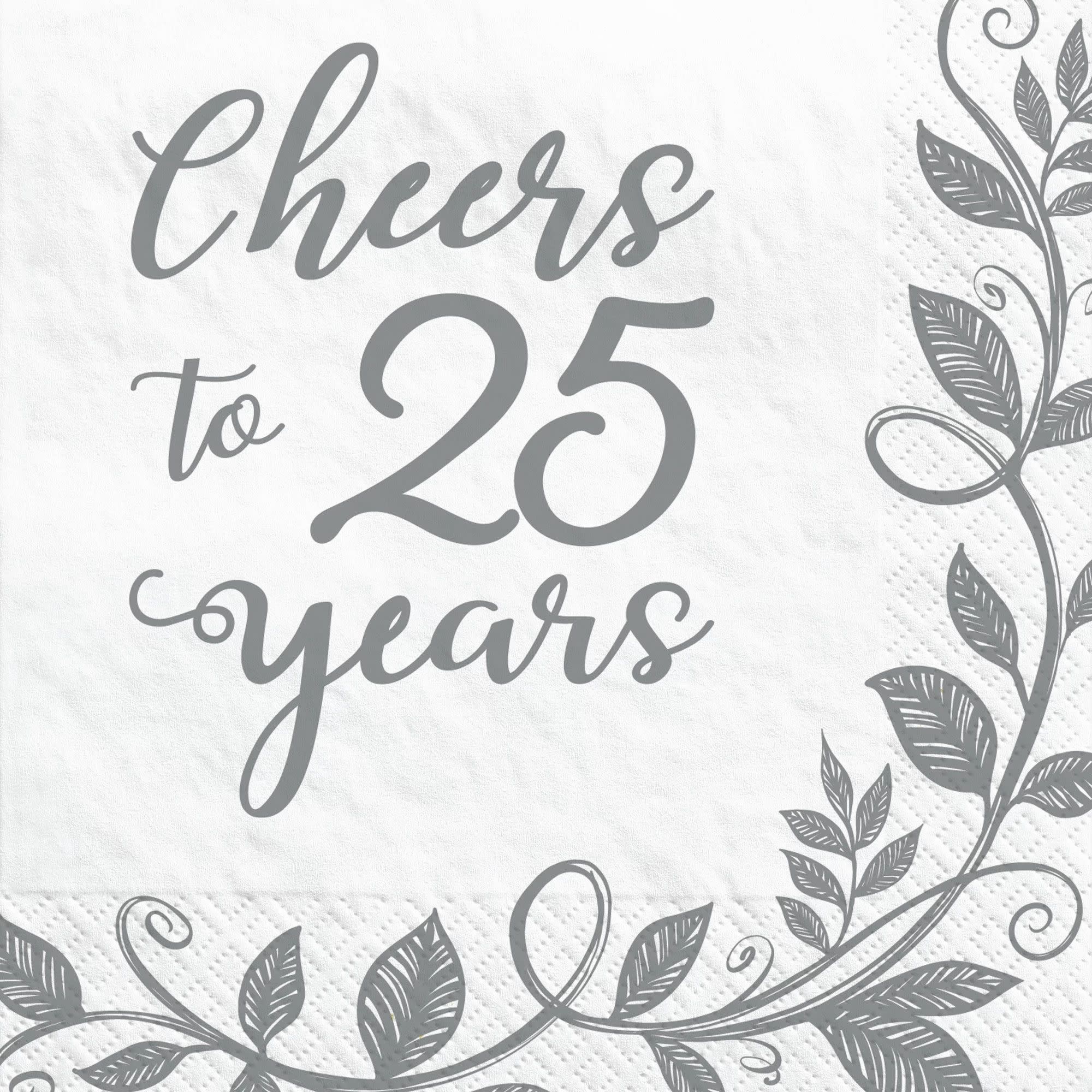 Happy 25th Anniversary Beverage Napkins, 16ct