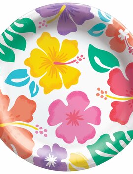 Summer Hibiscus 6 3/4" Round Plates, 50ct