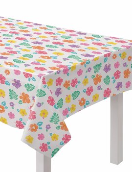Summer Hibiscus Flannel-Backed Vinyl Tablecover