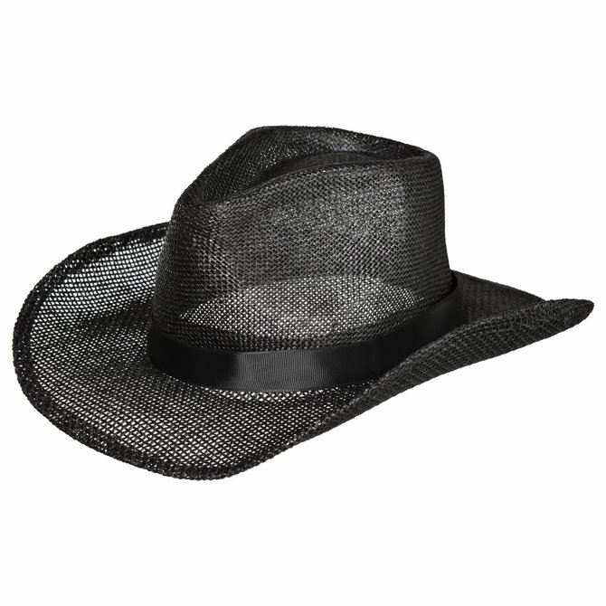 Straw Cowboy Hat - Black