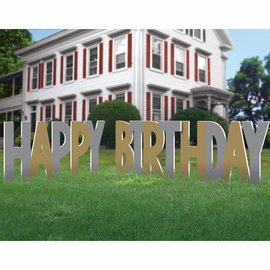 Birthday Accessories Silver & Gold Yard Sign
