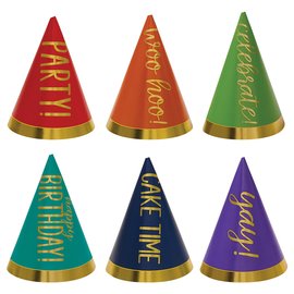 Birthday Accessories- Rainbow Mini Cone Hats -12ct
