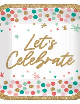 Wish Big Birthday 7" Square Plates - 18ct