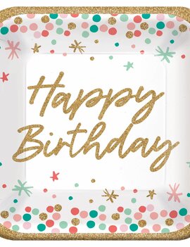 Wish Big Birthday 9" Square Plates - 18ct