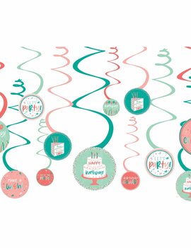 Happy Cake Day Spiral Decorations -12ct