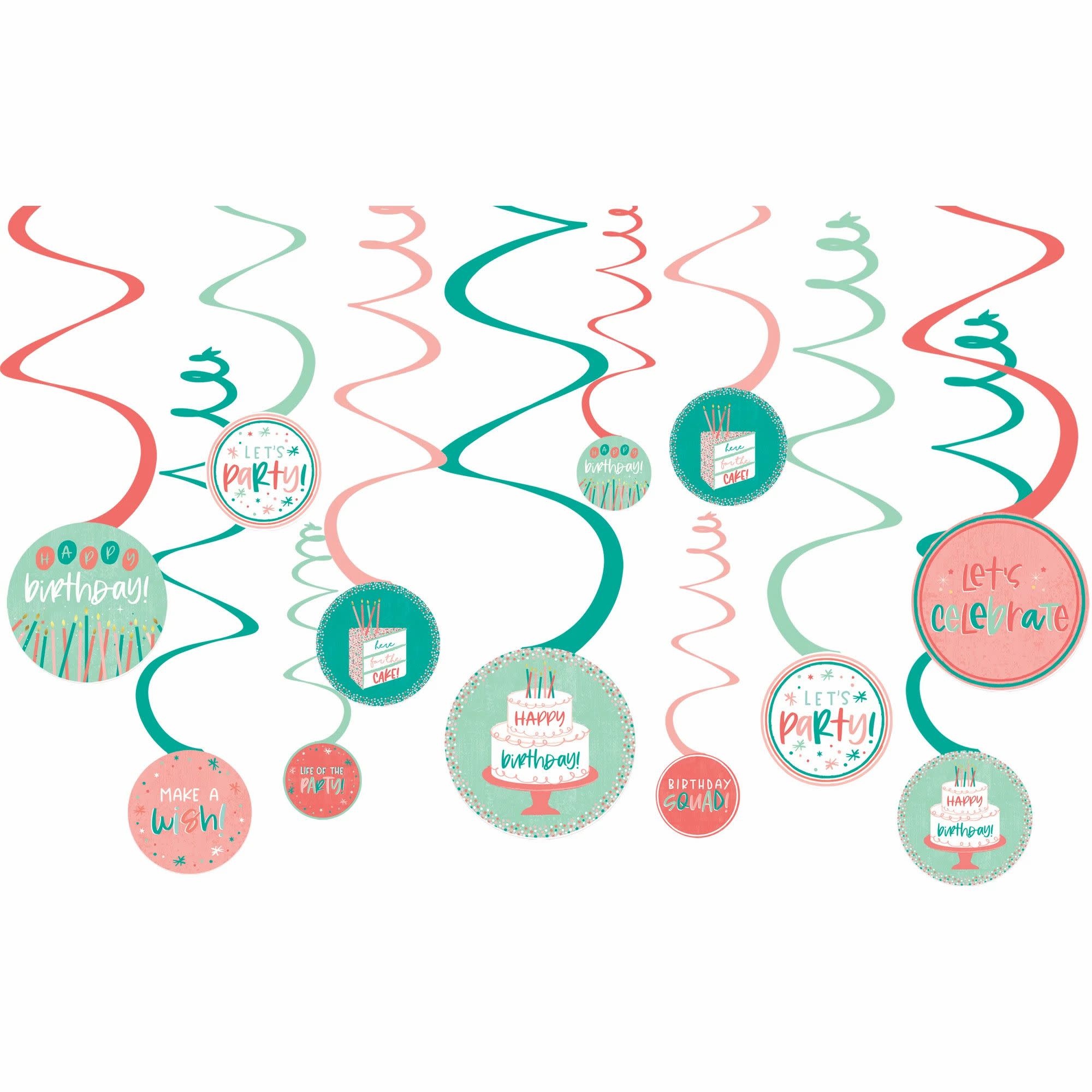 Happy Cake Day Spiral Decorations -12ct