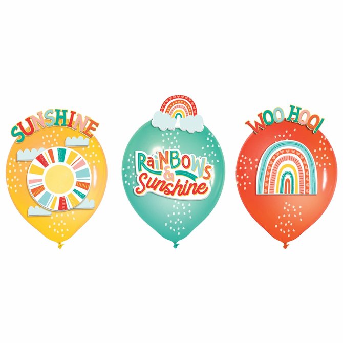 Retro Rainbow Latex Balloon Decoration Kit -6ct