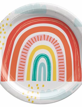 Retro Rainbow 9" Round Plates -8ct