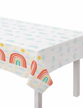 Retro Rainbow Plastic Table Cover