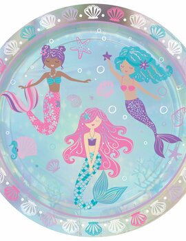 Shimmering Mermaids 9" Iridescent Round Plates -8ct