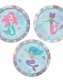 Shimmering Mermaids 7" Assorted Iridescent Round Plates -8ct