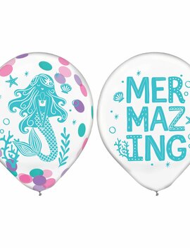 Shimmering Mermaids Latex Confetti Balloon -6ct