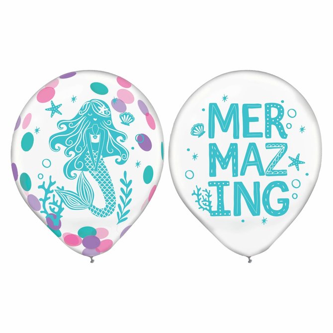 Shimmering Mermaids Latex Confetti Balloon -6ct