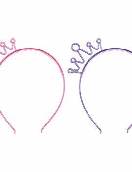 Plastic Glitter Crown Headband High Count Favor -8ct