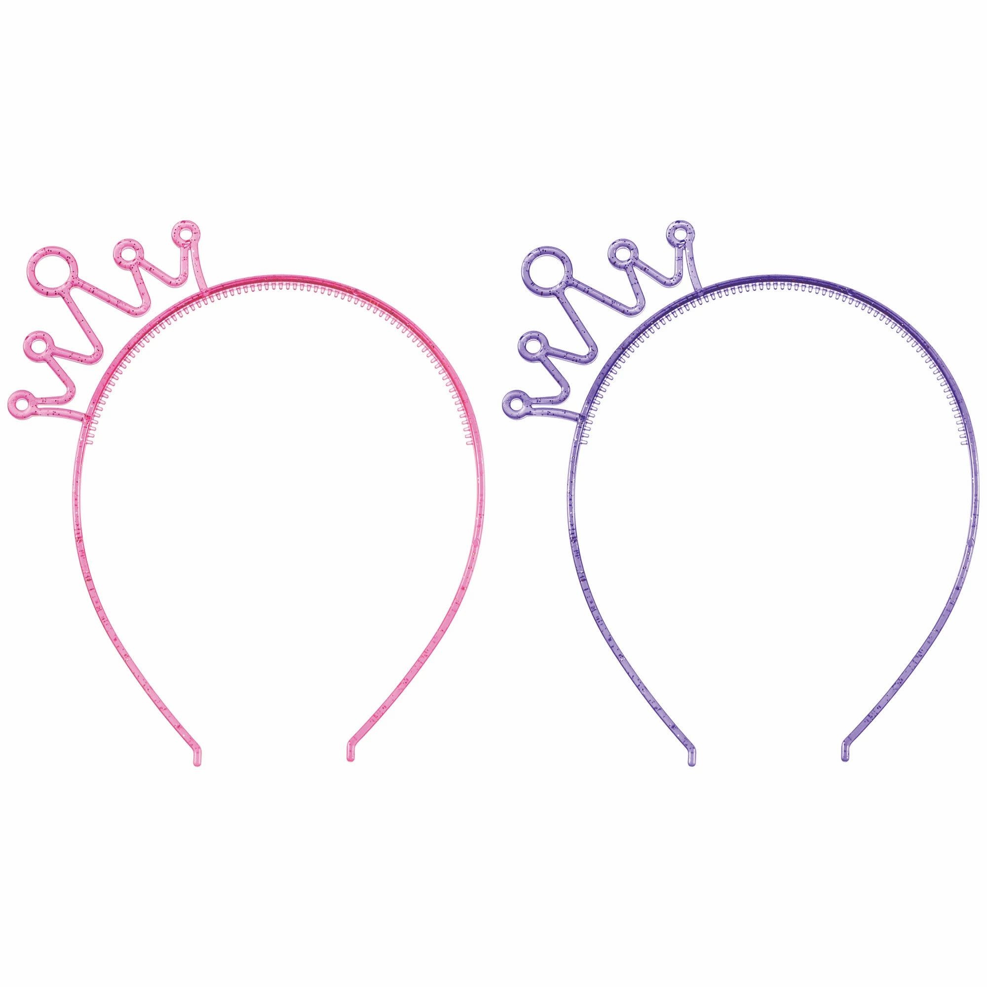 Plastic Glitter Crown Headband High Count Favor -8ct