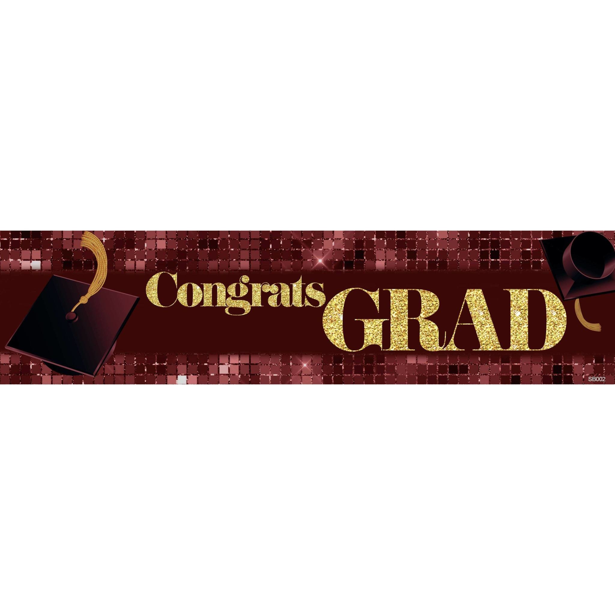 Congrats Grad Banner - Burgandy - POP! Party Supply