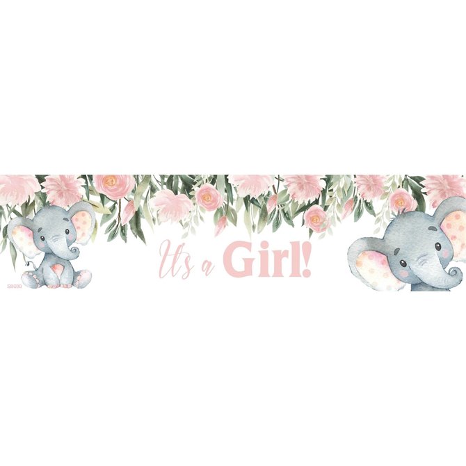 It's a Girl Baby Elephant Banner