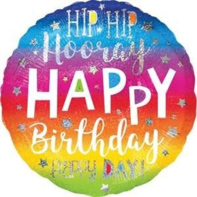 Hip Hip Hooray Birthday Holographic - 28"