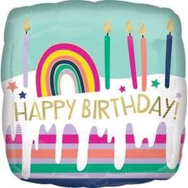 Happy Birthday Frosted Striped Cake Balloon -18"