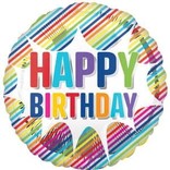 Happy Birthday Striped Burst Balloon - 28"