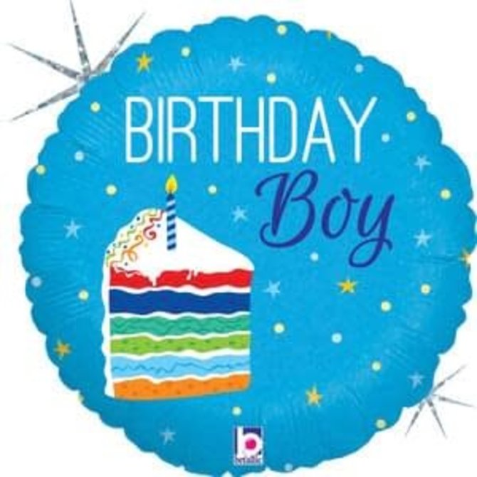 Birthday Cake Boy Holographic Balloon - 18"