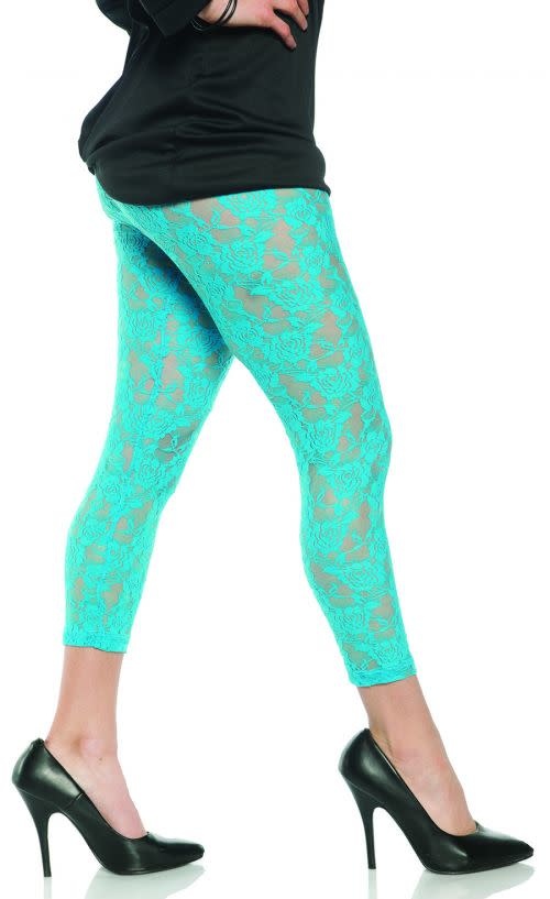 80's Lace Leggings - Neon Blue