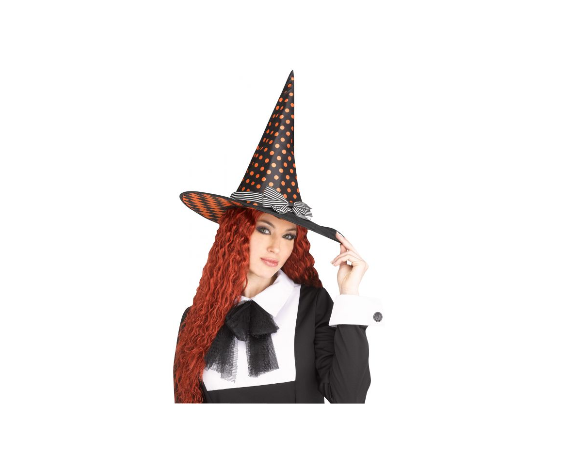 Vintage Witch Hat - Orange Dots