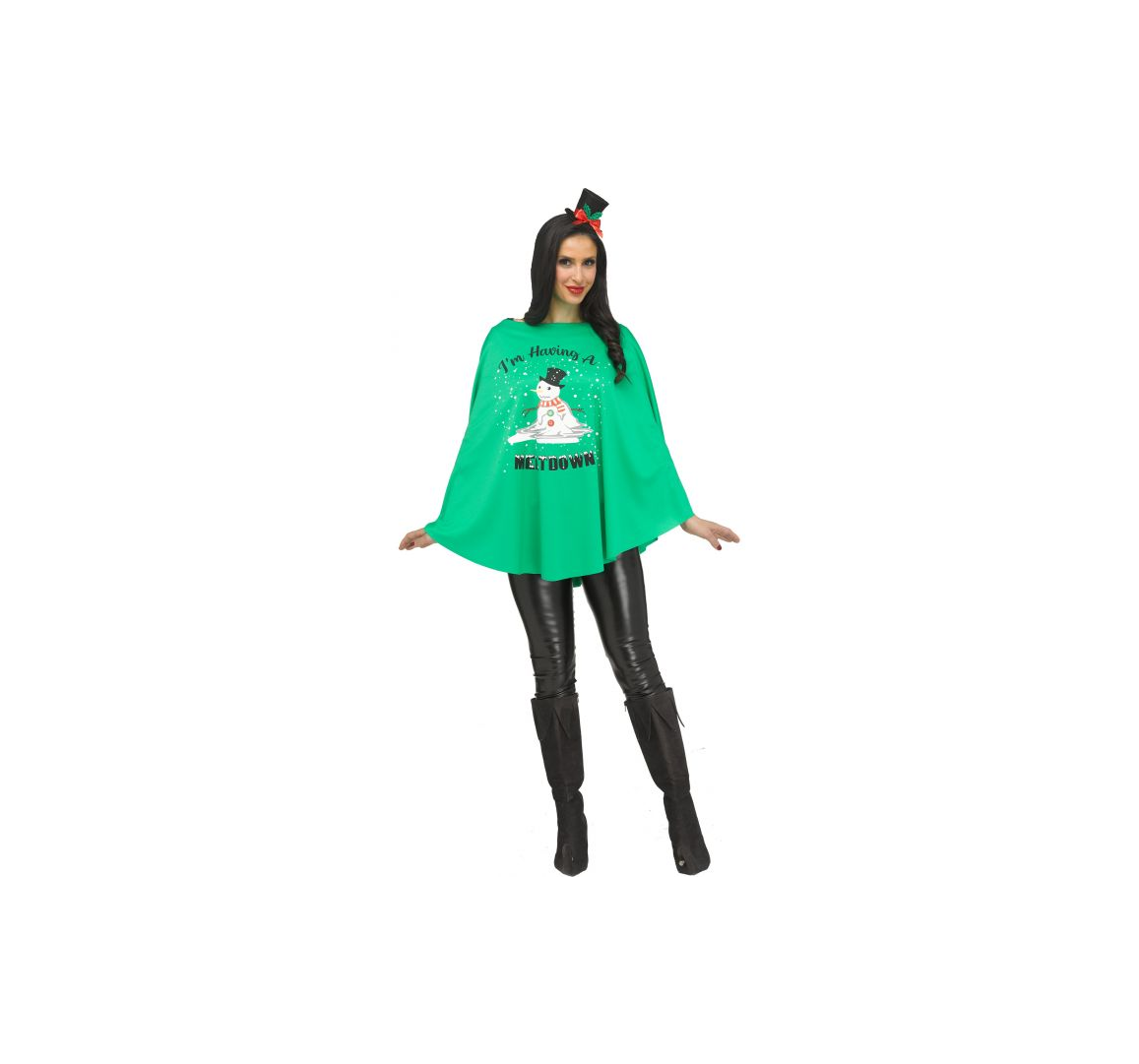 Green Snowman Meltdown Poncho