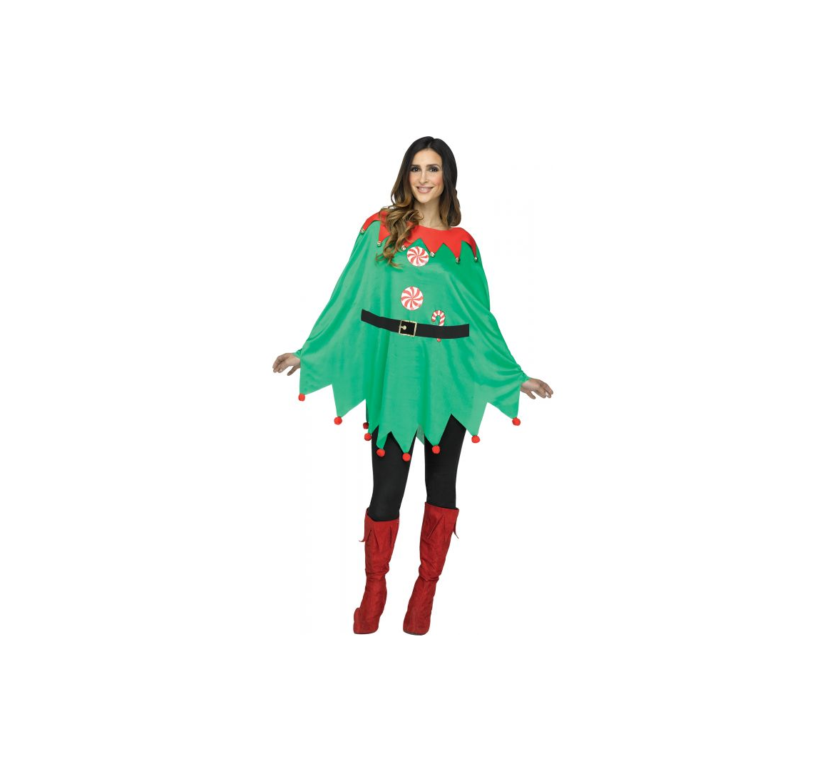 Hollyday Elf Printed Poncho