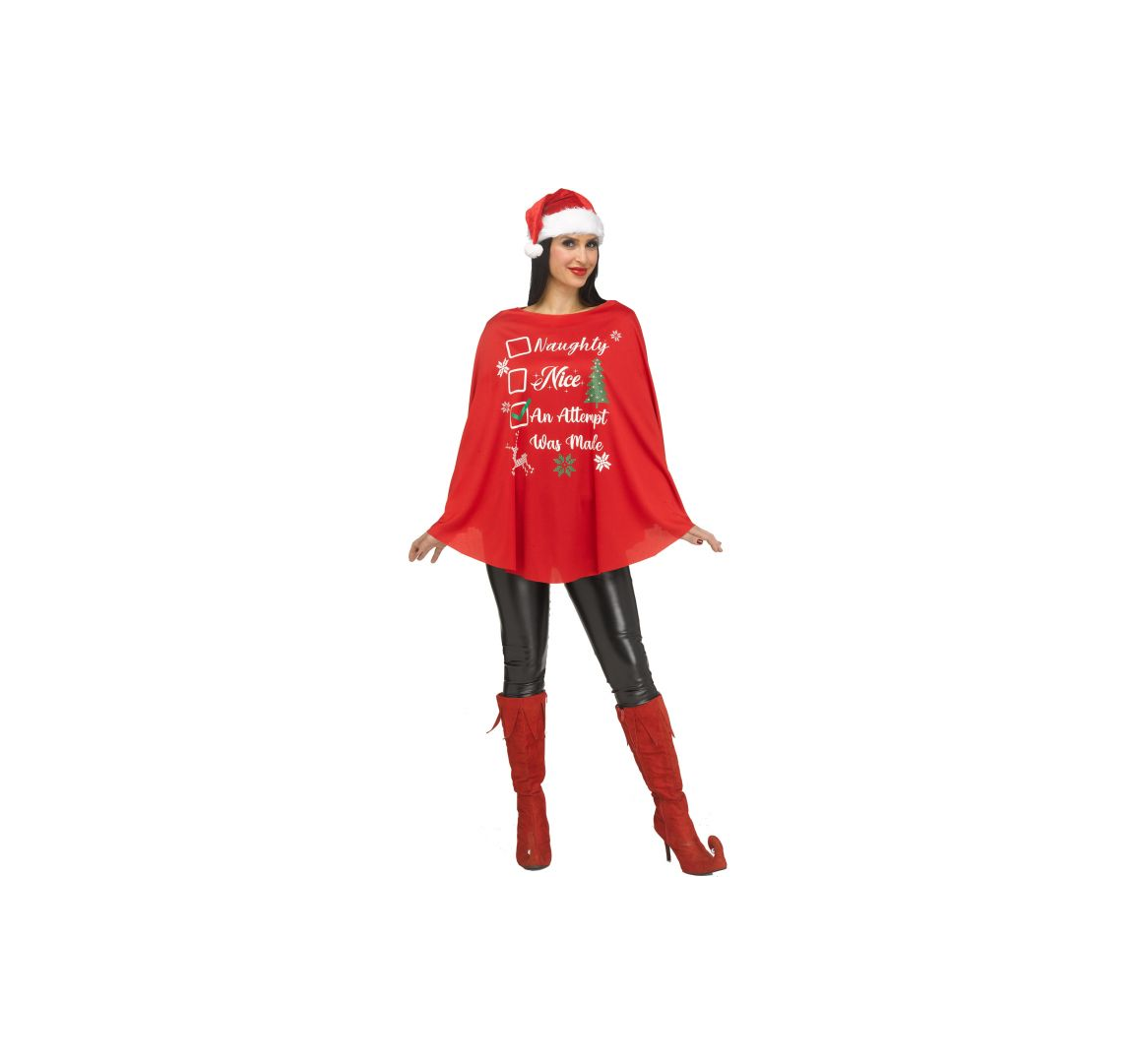 Red Naughty Nice Poncho