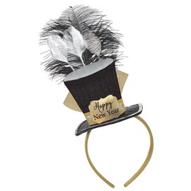 Top Hat Fascinator - Black, Silver, Gold