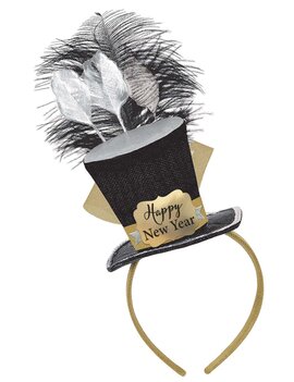 Top Hat Fascinator - Black, Silver, Gold