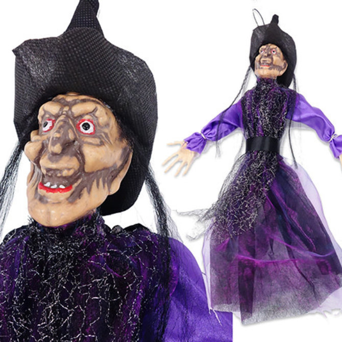 5-Led Organza Hanging Witch -24"