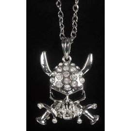 Glitter Pirate Skull Necklace