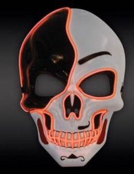 Black White Orange Light UP Skull Mask