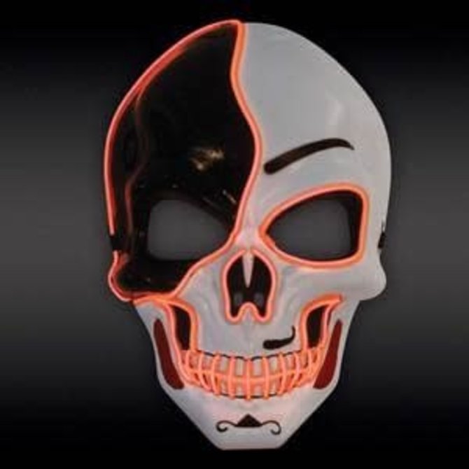 Black White Orange Light UP Skull Mask