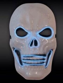 White w/ White Light UP Scary Skull Mask