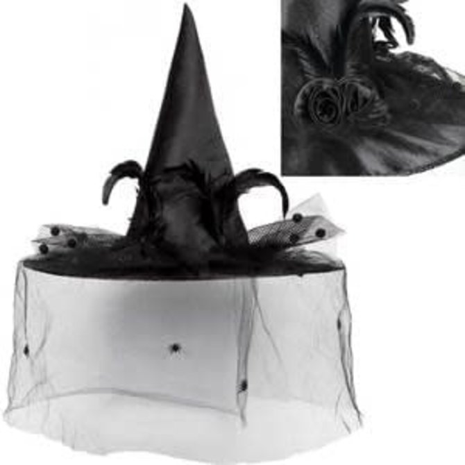 Black Witch Hat w/ Flower
