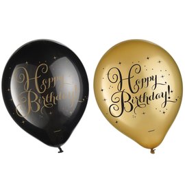 Gold Birthday Printed Latex Balloons