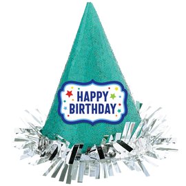 Primary Birthday Mini Glitter Cone Hat