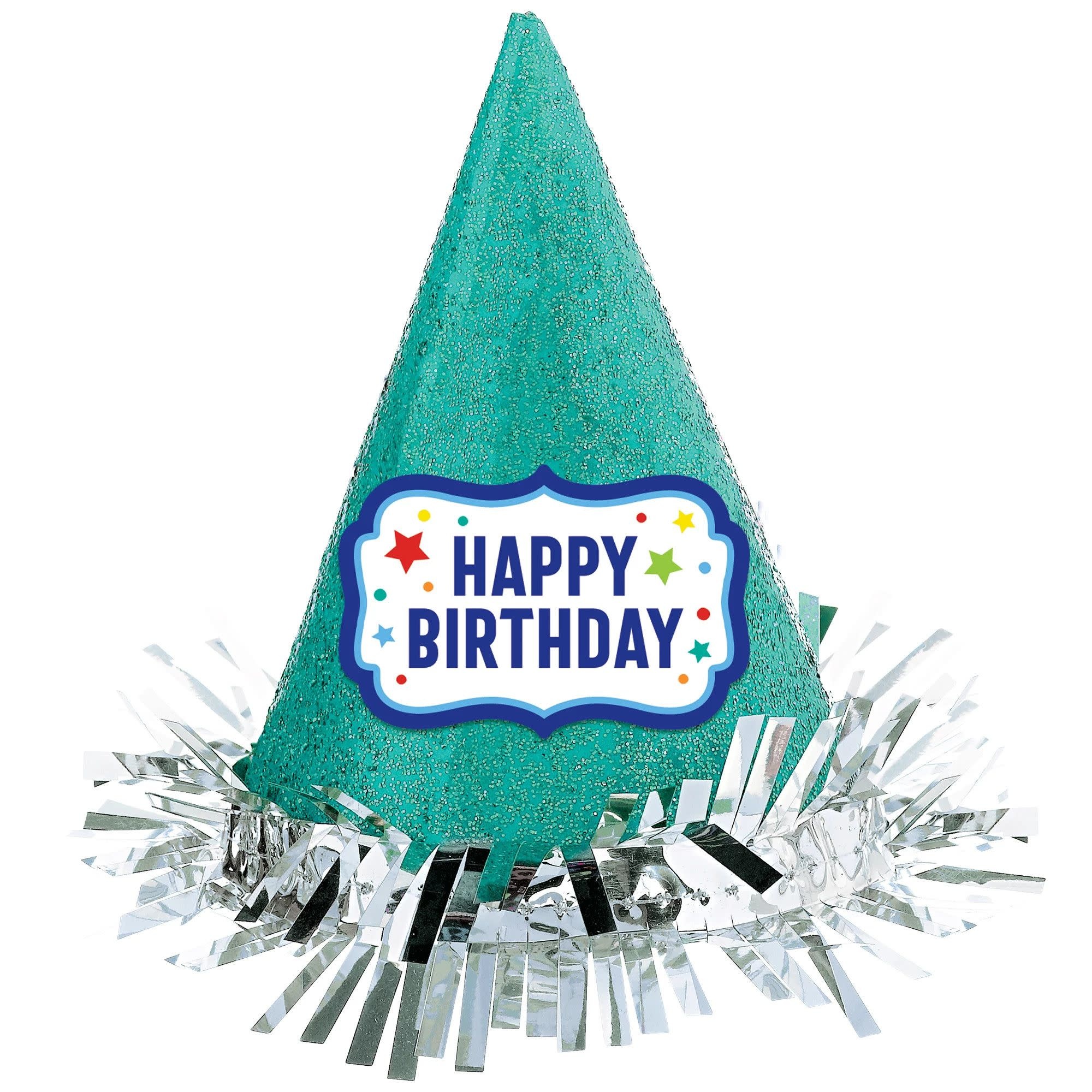 Primary Birthday Mini Glitter Cone Hat