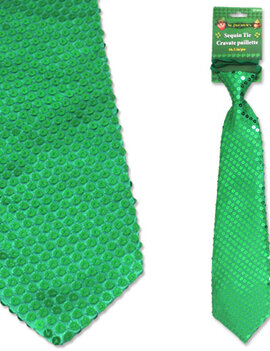 16.5in St.Patricks Day Sequin Neck Tie w/ Elastic Band