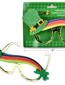 St.Pats Glitter Leprechaun Hat Rainbow Glasses
