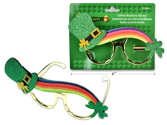 St.Pats Glitter Leprechaun Hat Rainbow Glasses