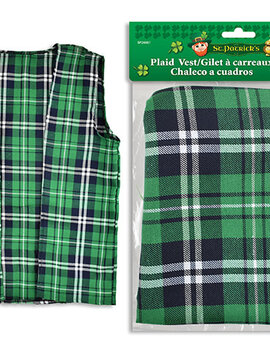 St. Pats Green Plaid Vest