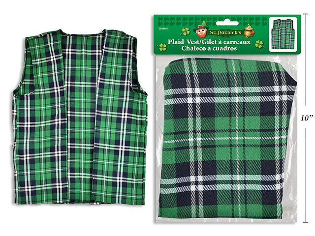 St. Pats Green Plaid Vest